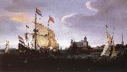 VROOM, Hendrick Cornelisz. Arrival of a Dutch Three-master at Schloss Kronberg srt Spain oil painting reproduction